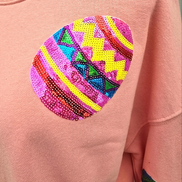Easter🐇🐥 Long Sleeve Sweatshirt With Sequin Eggs NWOT - Picture 4 of 4